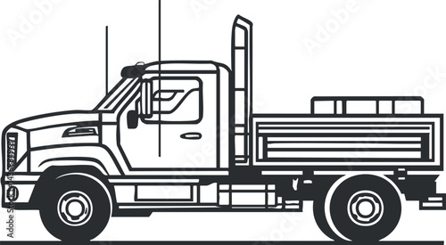 Side view illustration of a pickup truck designed for cargo transport and freight hauling purposes