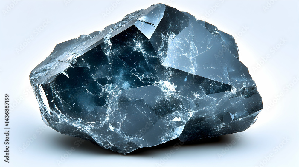 Fototapeta premium Dark blue crystal multifaceted rough texture opaque