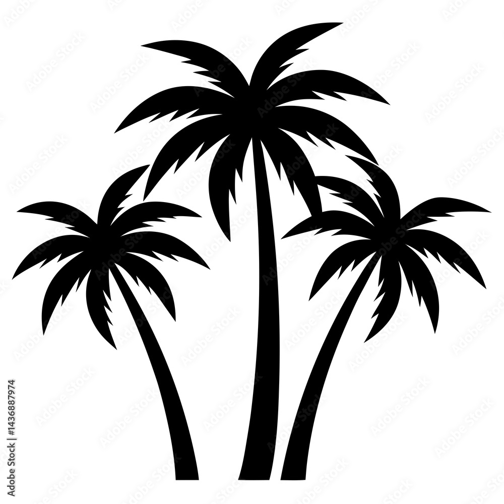 Fototapeta premium A minimalist vector design of three palm trees 