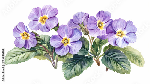Fototapeta Naklejka Na Ścianę i Meble -  watercolor violet primrose flowers