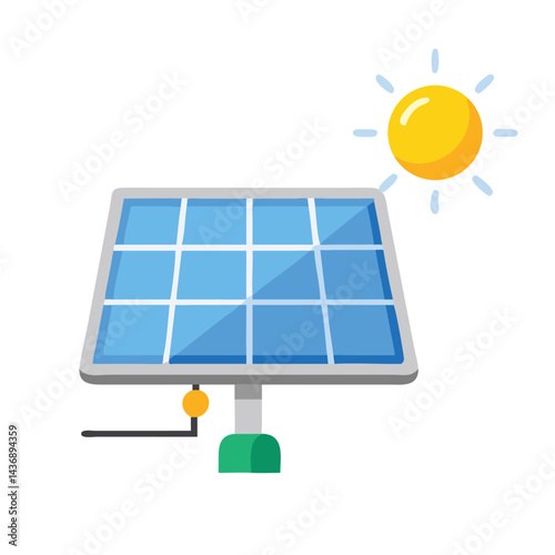 Solar panel vector and sun, panel, solar, sun, solar panel, eco, environmental, generation, power, renewable, alternative, 