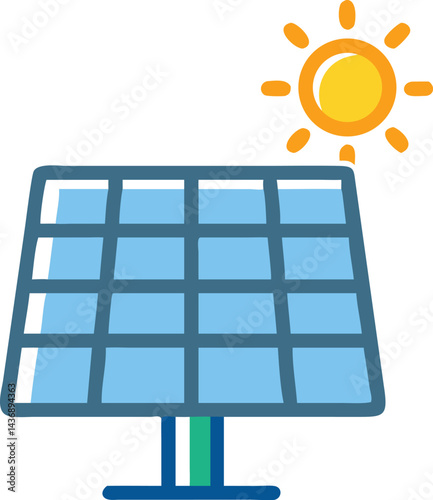 Solar panel power plant renewable sustainable energy generation with sunny panel renewable electricity systems, vector