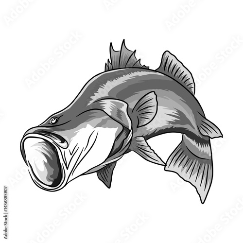 barramundi fishing illustration logo vector image t shirt