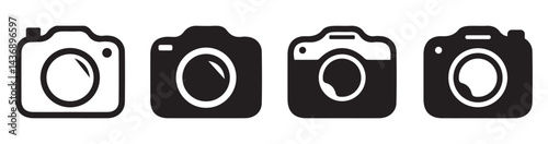 Camera shape set. Camera icon set. Retro camera. Old camera. Photo camera icon in different style. Vector illustration