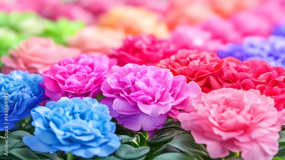 Vibrant Rainbow Carnations Close Up Bloom