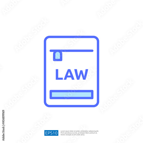 Legal Document Icon Representing Law and Justice Themes with Clear Text in Modern Design and Soft Outline on White Background