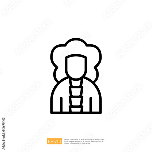 Icon of Judicial Figure Representing Law and Justice with Traditional Attire and Wig in a Professional Setting