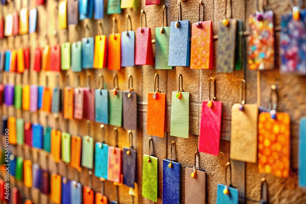 Fototapeta premium High-Depth-of-Field Wall Hanging Tags Collection - Stylish Retail Display