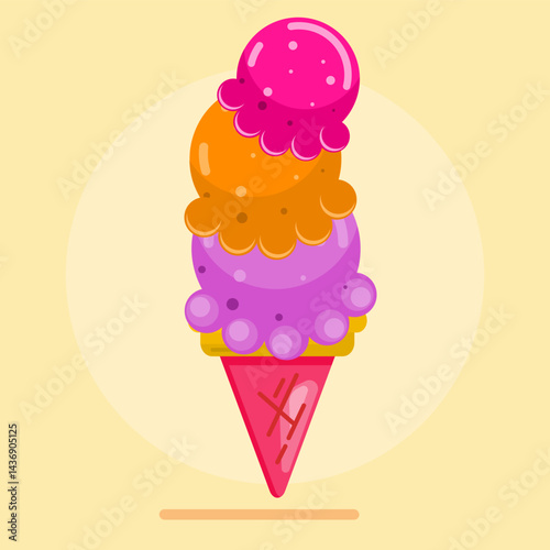 Fresh creamy ice cream three balls summer time, summer drink