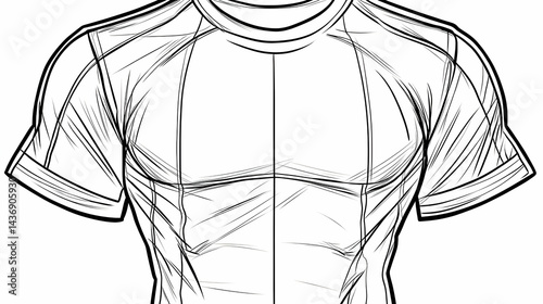 Technical drawing of a short-sleeved athletic top. photo