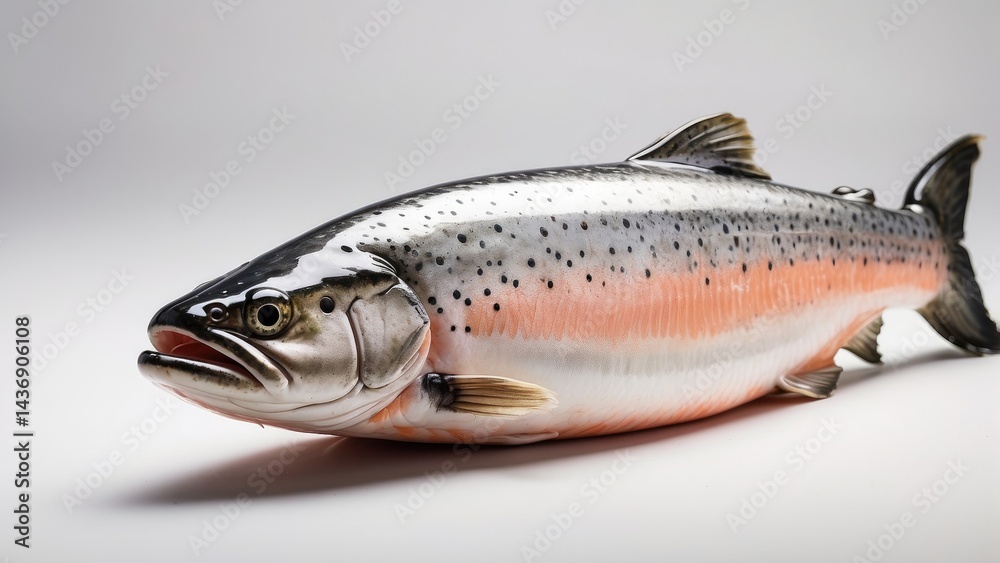 Naklejka premium Fresh Atlantic Salmon Isolated on White Background
