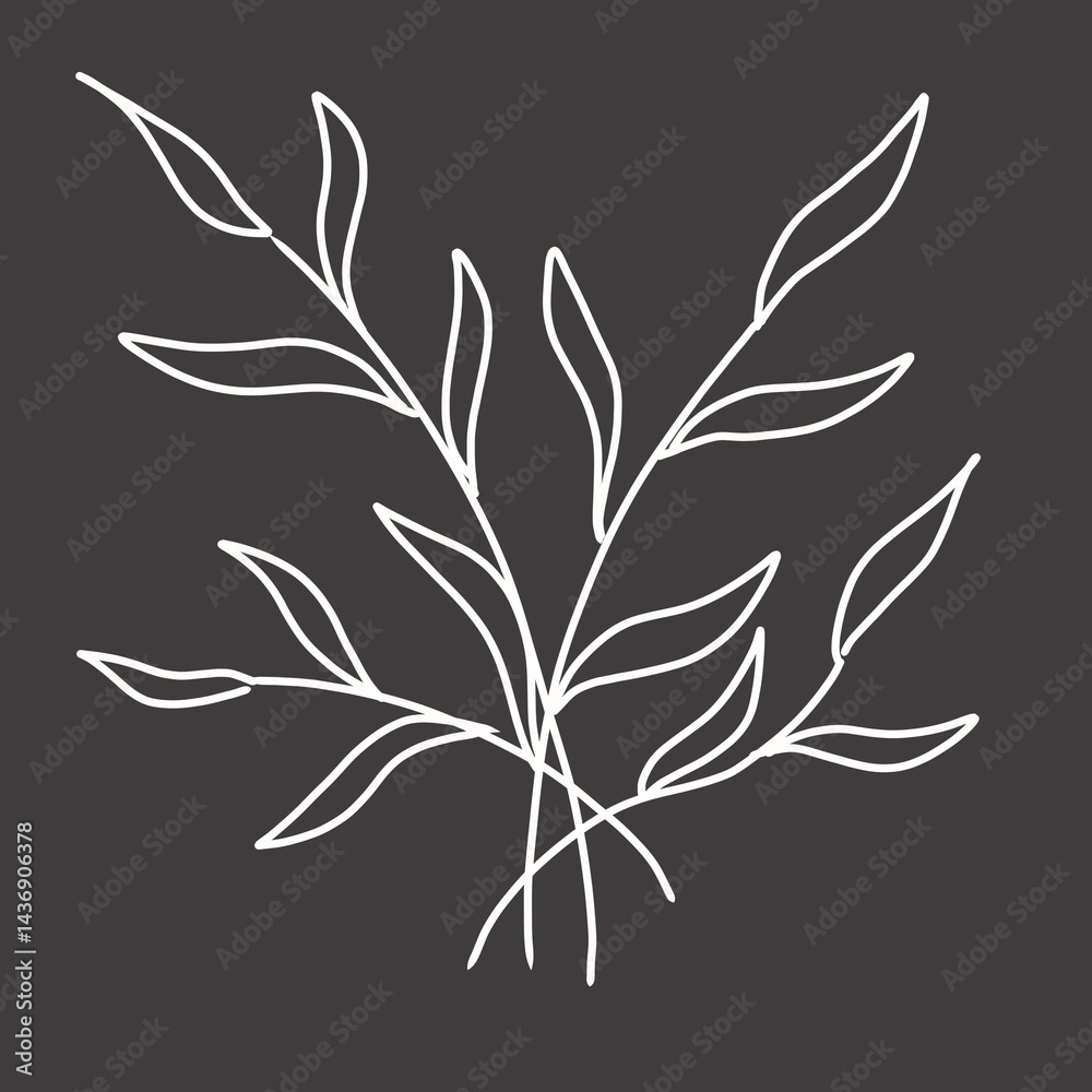 Obraz premium Botanical wall art . Foliage line art drawing with abstract shape. Abstract Plant Art design for print, cover, wallpaper, Minimal and natural wall art