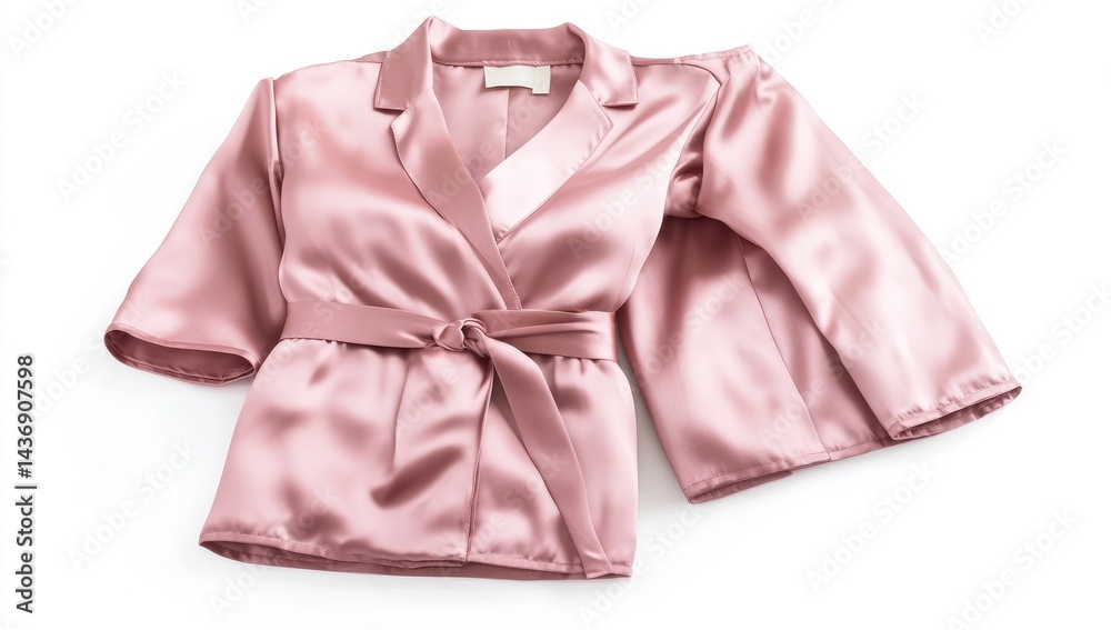 Fototapeta premium Light Pink Satin Kimono Top and Pants Set