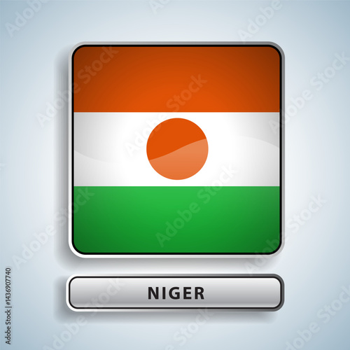 Niger flag square button Isolated on color gradient background. Exclusive Icon flag Free Download Niger flag square button Isolated on color gradient background. Exclusive Icon flag - GFXLoad