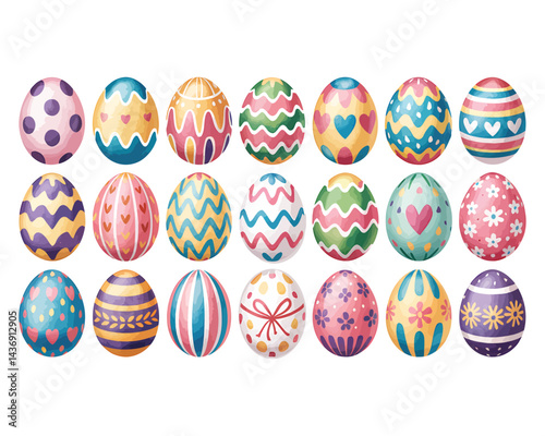 Colorful Easter Eggs Vector Set: Unique Patterns Hues