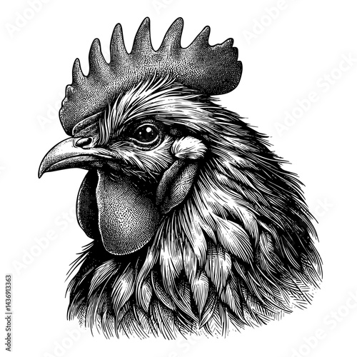 Vintage Chicken Collection Sketch Illustration, Hand-Drawn Farm Animals in Rustic Style, Detailed Rooster, Hen, and Chick Artworks