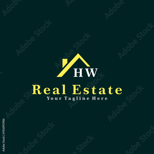 HW Initials Real Estate Logo Vector Art  Icons  and Graphics
