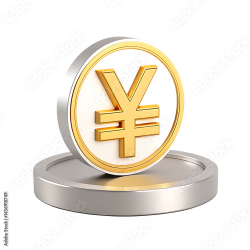 Japanese Yen Coin Illustration Isolated on Transparent Background
