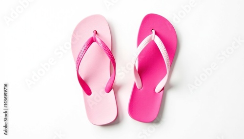 Pink flip-flop isolated on pure white background , flip-flop, beach, style