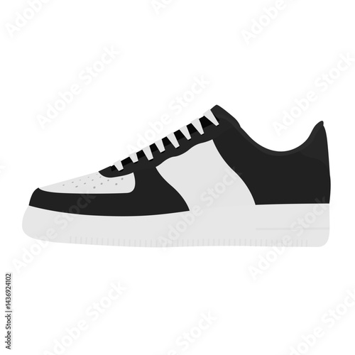 Minimal  white and black Low-Top Sneakers Vector Illustration
