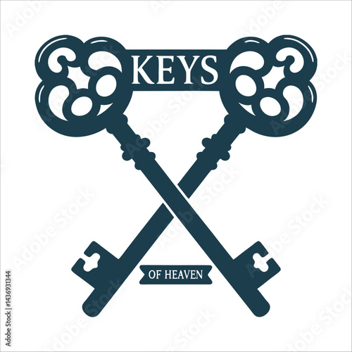 Keys of Heaven Two crossed keys one ornate one simple - Simple Cross Symbol