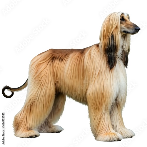 Afghan Hound On White Background