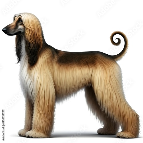Afghan Hound On White Background