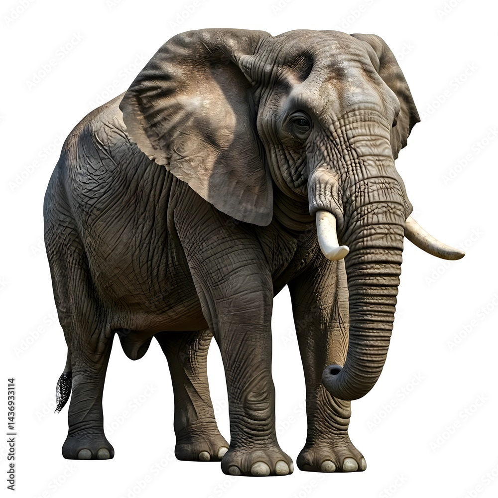 Fototapeta premium African Forest Elephant On White Background