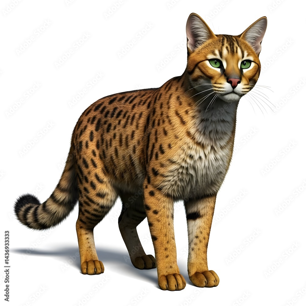 Fototapeta premium African Golden Cat On White Background