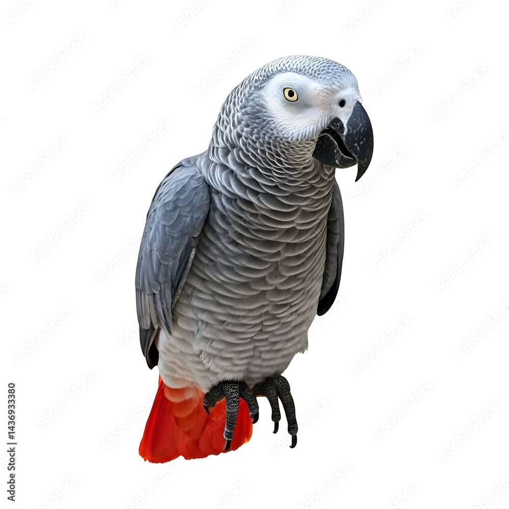 Naklejka premium African Grey Parrot On White Background
