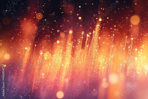 Abstract image of glowing golden lines and bokeh lights, creating a vibrant and magical atmosphere.