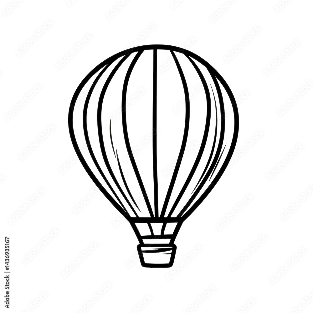 Obraz premium A simple hot air balloon icon, a hand-drawn doodle, a vector illustration of flat art design, a simple line drawing