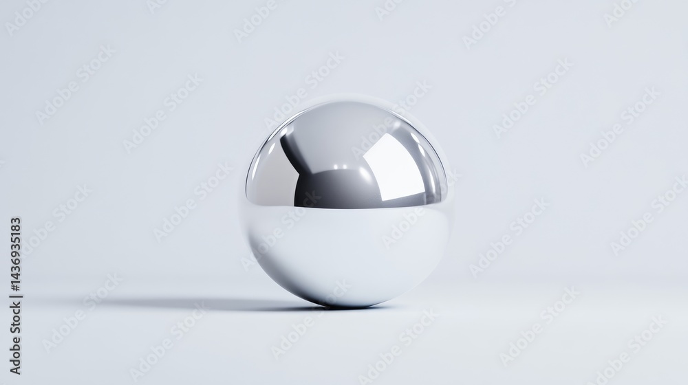 Naklejka premium Glossy metallic sphere on a plain surface