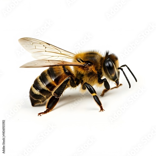 Africanized Bee (Killer Bee) On White Background photo