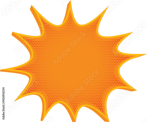 Orange Comic Explosion Shape with Halftone Texture
Cartoon Boom Effect for Pop Art and Comic Designs
Vector Blank Burst Template for Text or Graphics