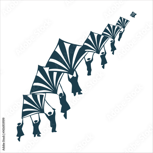 Festa Madonna Bruna Lantern Procession Vector Festa della Madonna Bruna Angular paper lantern procession in gradient midnight blue