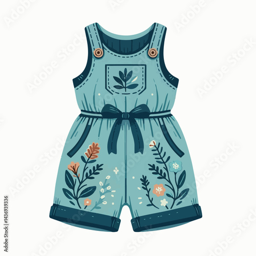 illustration, romper, design, style, clothing, garment, vector, silhouette, jumpsuit, sketch, fashion, flat, dress, textile, apparel, toddler, wear, summer, girl, clothes, child, template, flat sketch