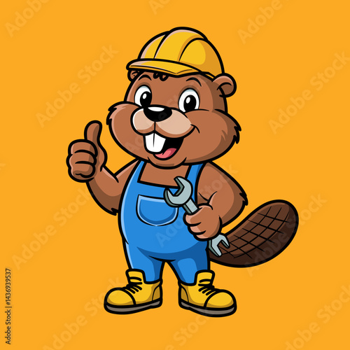 construction Beaver worker cartoon