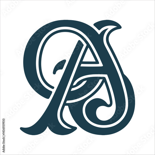 Alpha and Omega Stylized A and Ω intertwined Stylized Alpha and Omega Intertwined Symbol Vector