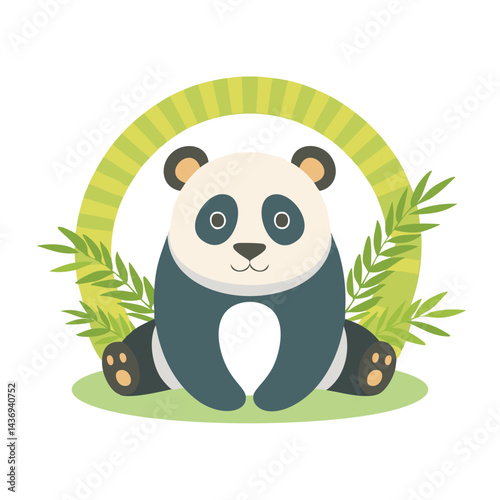 A calm panda sitting peacefully, perfect for nature-themed designs.