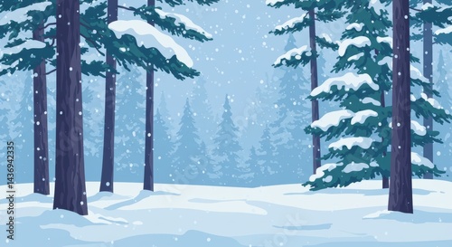 Wallpaper Mural Snowy winter forest landscape illustration with snow-covered trees and ground creating a serene and peaceful winter scene perfect for seasonal designs Torontodigital.ca