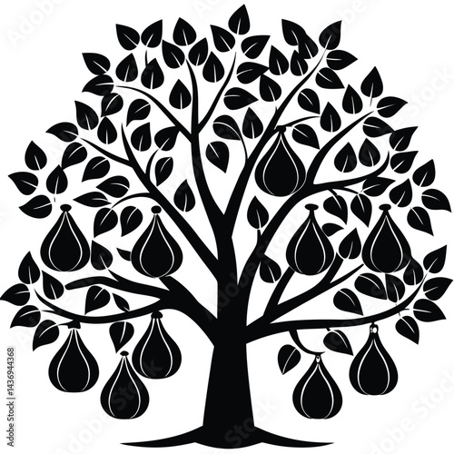 Pear trees icon set on white background