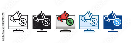 Online Marketing Icon Set Multiple Style Collection