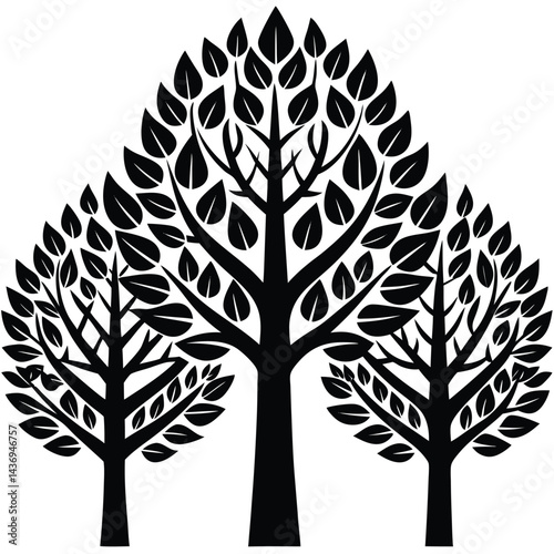 Poplar trees icon set on white background