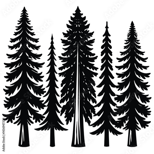 redwood trees icon set on white background