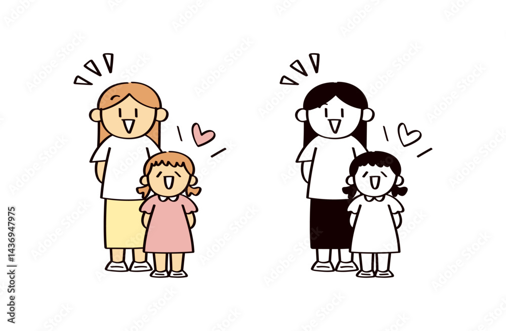 姉妹のイラストセット