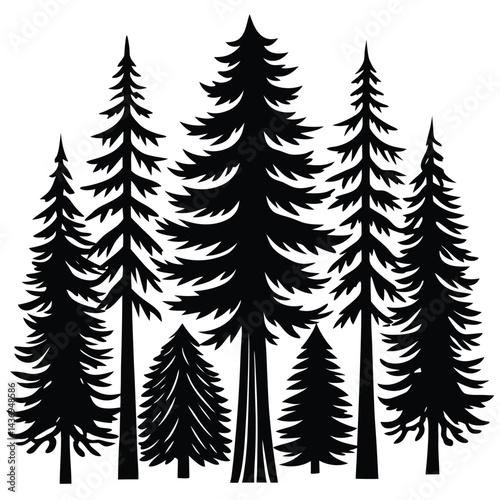 redwood trees icon set on white background