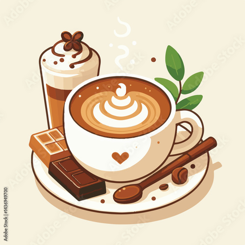 latte, drink, cafe, coffee, beverage, cup, milk, aroma, caffeine, hot, espresso, white, breakfast, cappuccino, background, mug, cream, brown, food, art, isolated, morning, design, fresh, foam, mocha, 