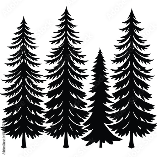 spruce trees icon set on white background