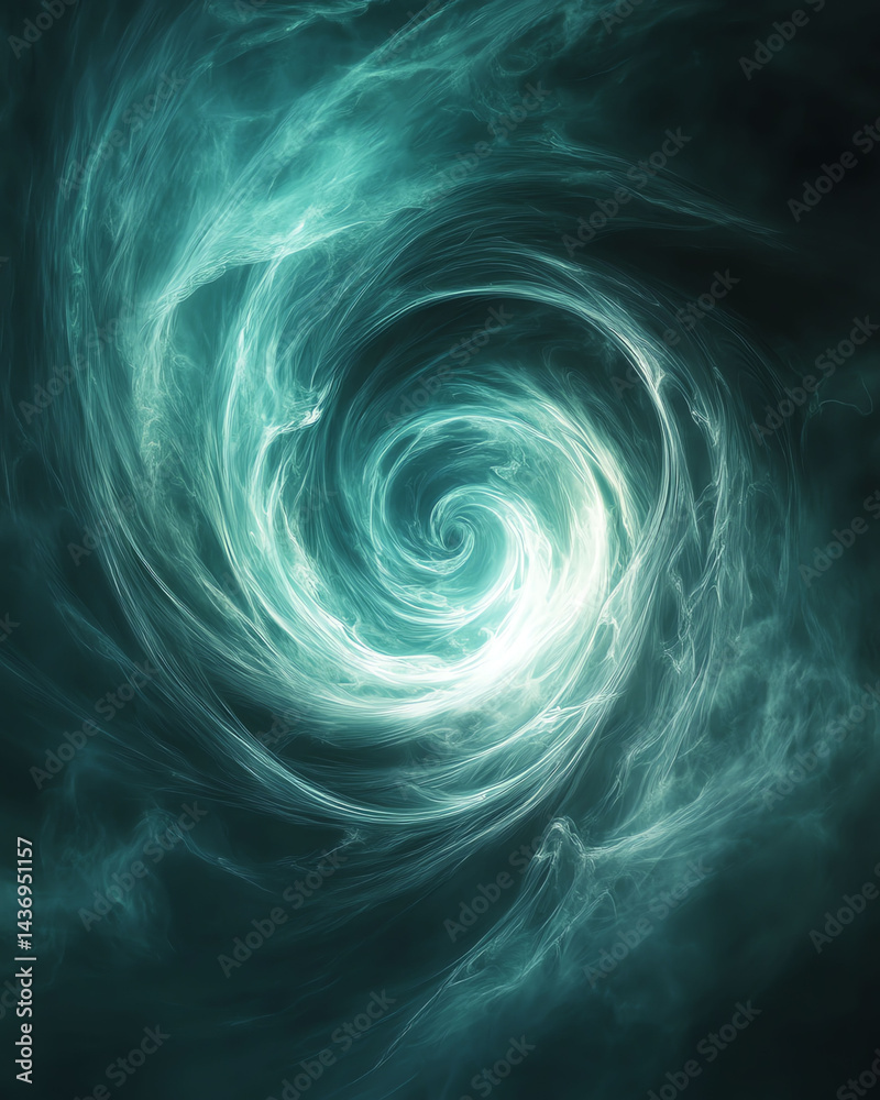 Fototapeta premium Abstract Swirling Vortex Teal and White Energy Background Texture